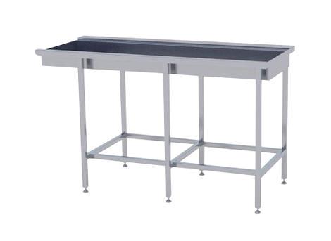 Tørrebord 2600x650 m/styrekant m/drypkar rustfri stål ART
